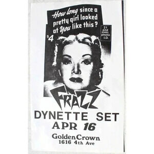 Vtg Orig 1990s 1980s Frazz Dynette Set Band Promo PUNK Rock Concert POSTER Flyer